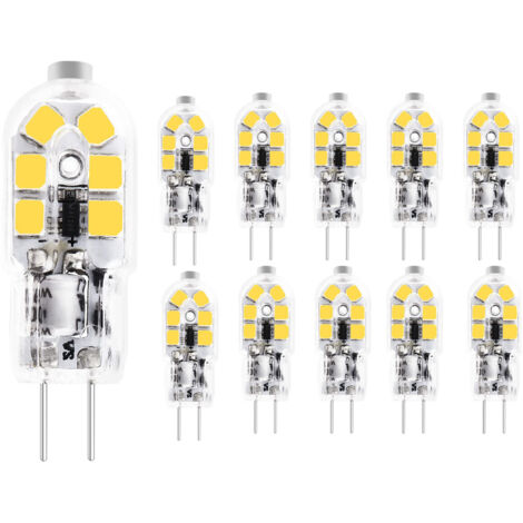 G4 3W LED bulb, equivalent to a 20W halogen bulb, 12V AC/DC LED bulbs, 200LM cool white 6000K, flicker-free, non-dimmable, pack of 10 (1/5)