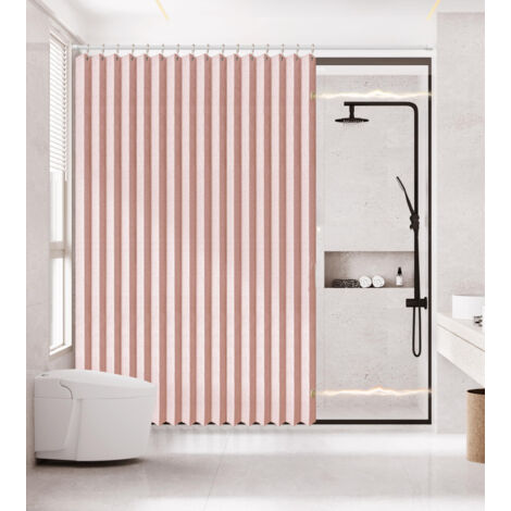 Pink magnetic shower curtain, for kitchen door divider, linen, waterproof, quick closure, for bathroom and kitchen, 200 x 200cm