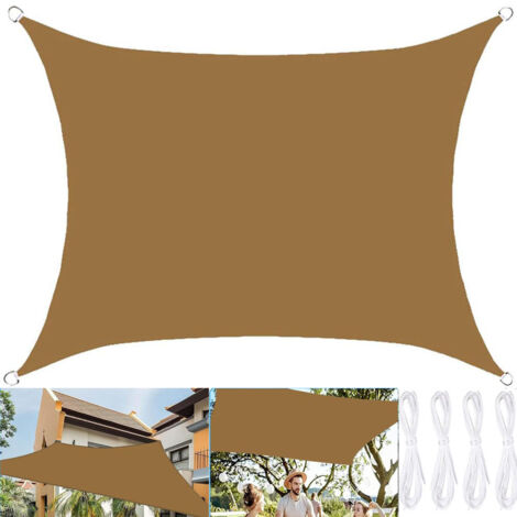 Rectangular shade sail 200 x 200 cm with rope, waterproof and UV resistant, ideal for terraces, gardens, balconies and gazebos (yellow)