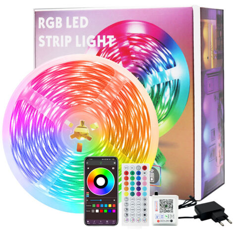 RGB LED Strip, 20m - 320 LEDs, Color Changing Light Strip, Synchronized with Music, with Remote Control and Control App
