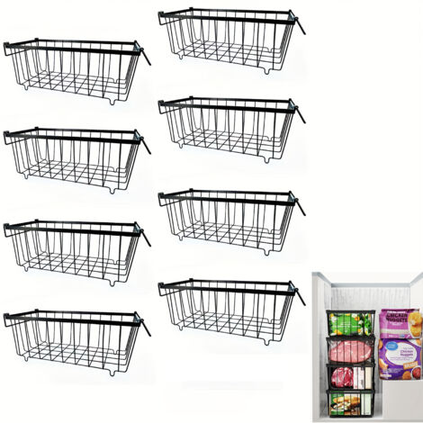 Chest Freezer Storage Baskets (Set of 8) — Stackable, Easy Bottom Access, for Organizing More Frozen Foods.