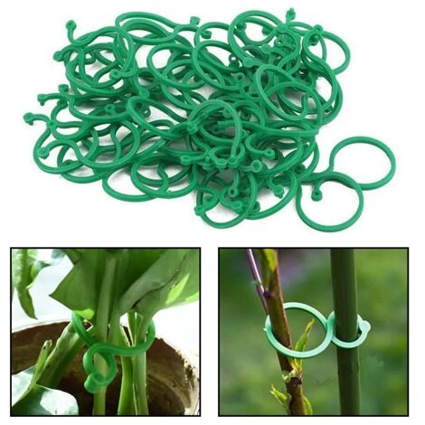 200 Pieces Garden Plant Clips for Vegetable Growing, Vertical Plant Support, Green Plastic, Grouped Ring, Garden Support Tool (1/5)