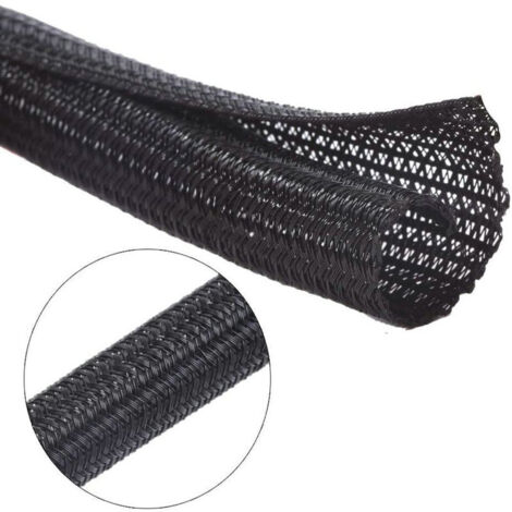 SIENTICE Cable protector, cable sleeve, cable separator, self-winding braided mesh tube, 6 meters, 16 mm, black