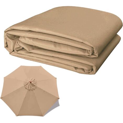 Replacement canopy for outdoor parasol with 8 ribs - For garden, patio, courtyard, beach, pool, market (awning only), khaki