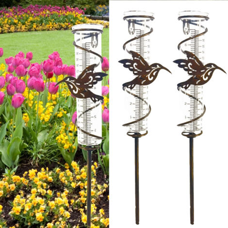 2 Pack Garden Rain Gauges with Transparent Graduated Glass, Rain Measuring Tools for Gardens, Lawns and Terraces (1/5)