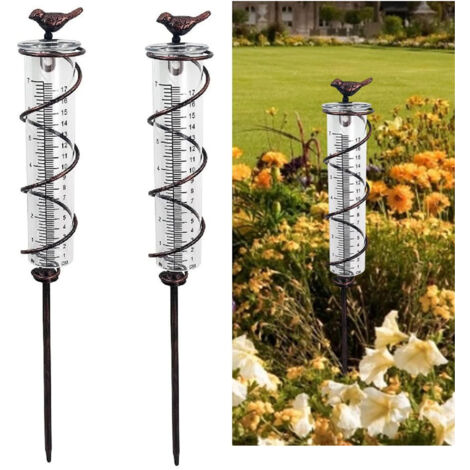 2 Pack Metal Garden Rain Gauges, Ideal Gift for Garden Lovers, Suitable for Terraces and Lawns (1/5)