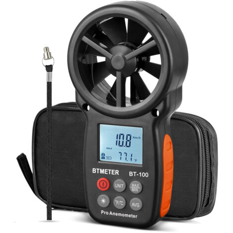 BT‑100 Portable Anemometer, Digital Wind Speed Measurement (CFM), Wind Chill, Wind Temperature Range -10°C to 45°C