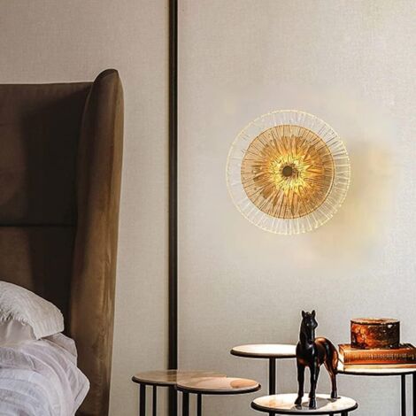 Bedroom Bedside Lighting, LED Glass Wall Lamp for Interior Decor, Single-Head, Warm Light (1/5)