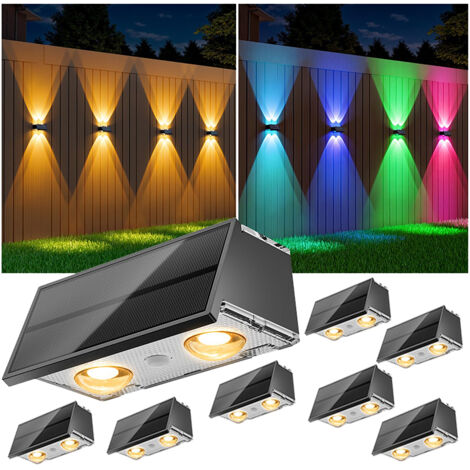 Set of 8 Waterproof Outdoor RGB Wall Sconces – Solar Fence Lights, Decorative Wall Lighting for the Home (1/5)