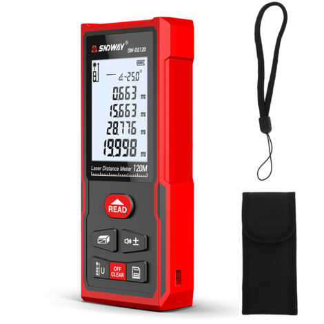 120M Infrared Laser Measure Tool, Pythagorean Area and Volume Measurement, M/in/ft Unit Switch (Battery-Free) (1/5)