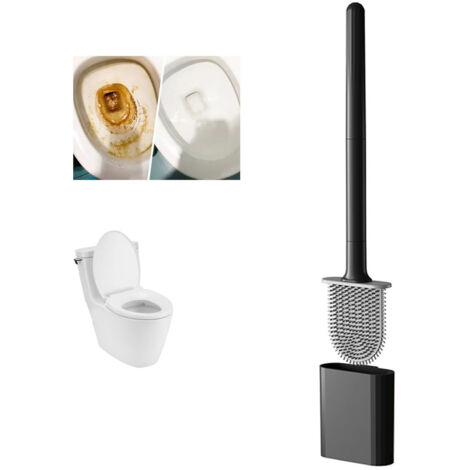Wall-Mounted Toilet Brush with Base, Deep Cleaning, Suitable for Bathroom Toilets, Black (1/5)