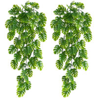 Set of 2 lush artificial hanging climbing plants - Realistic faux tropical leaf decoration for indoor/outdoor use