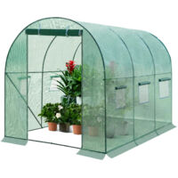 300 x 200 x 200 cm Aluminum Greenhouse, Cold-Resistant Plastic Greenhouse for Growing Tomatoes, with Door and 6 Windows,