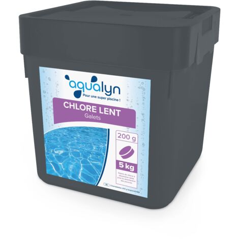 Chlore lent en galets 200 g seau 5 kg Aqualyn (1/2)