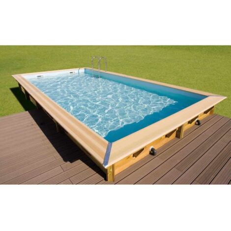 Ubbink – Piscine bois hors sol rectangulaire 3,50 x 6,50 m – Hauteur 140 cm – Volume 32 m³ – Installation hors-sol ou enterrée