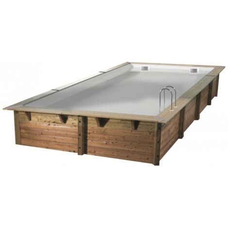 Ubbink – Piscine bois hors sol 3,50x6,50m H 140 cm – Structure bois traité – Baignade profonde – 32 m³ pour 5-7 personnes