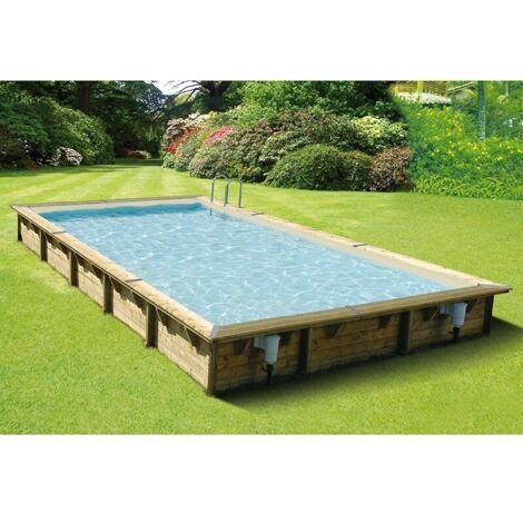 Ubbink – Piscine bois hors sol 3,50 x 15,50 m – Hauteur 155 cm – Volume 84 m³ – Installation semi-enterrée ou enterrée