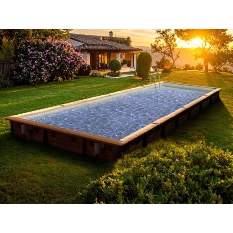Ubbink – Piscine bois hors sol rectangulaire 3,50 x 6,50 m – Hauteur 140 cm – Volume 32 m³ – Installation semi-enterrée ou enterrée (1/5)
