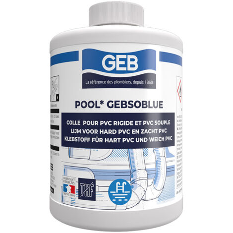 GEB – Colle spéciale piscine pour PVC souple et rigide – Collage 1h – 1L – Pour réseaux d’adduction et d’évacuation d’eau