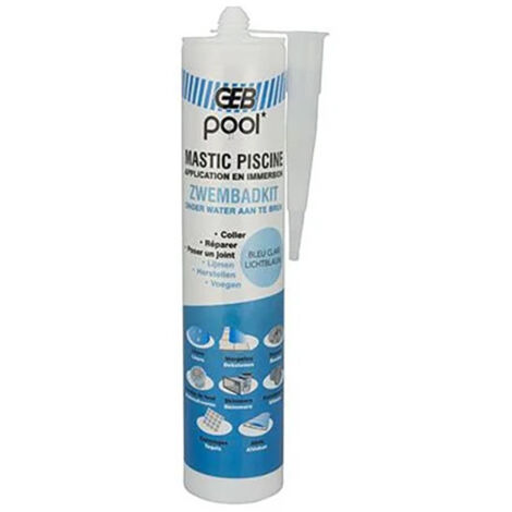 GEB – Mastic piscine neutre 290 ml – Colmatage sous l’eau – Résistant aux UV et intempéries – Compatible surfaces piscine - BLEU 290 ML