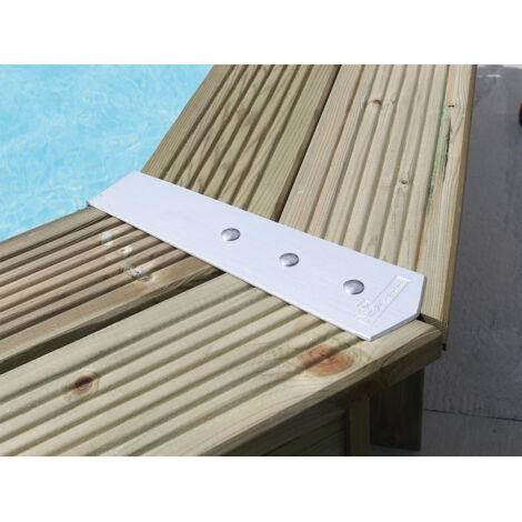 Kit de 8 enjoliveurs de margelles Ubbink ALU135D pour piscine hors-sol bois octogonale