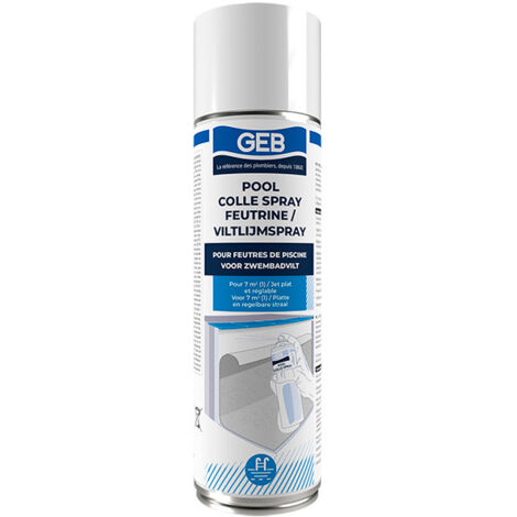 GEB – Colle spray feutrine solvantée 500ml – Aérosol à jet plat pour collage sur bois et béton – Résistance aux eaux de piscine