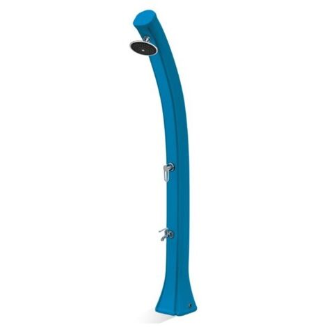 Poolstar – Douche solaire 44L en polyéthylène HD recyclable – Installation facile avec raccord eau froide – Pommeau orientable effet pluie – Rince-pied inclus