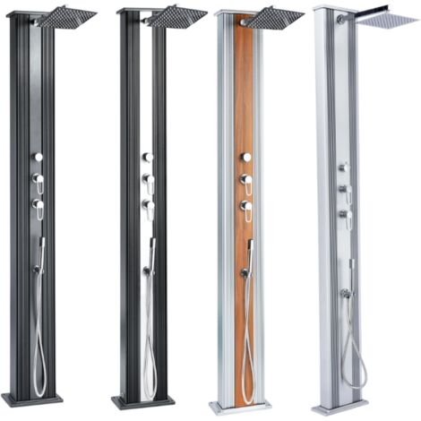Formidra – Douche solaire hybride 40L – Aluminium recyclable – Installation rapide – 228 cm – 2 mitigeurs inox – Pommeau anti-calcaire