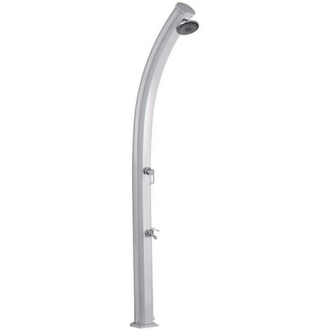 Formidra – Douche solaire aluminium 33L – Design courbé inox – Rince pieds inclus – Installation facile – Énergie solaire pour eau chaude
