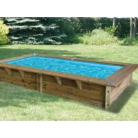 Ubbink – Piscine bois hors sol 300x490 cm – H120 cm – Structure bois traité – Installation semi-enterrée ou enterrée – Liner bleu