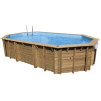 Piscine hors sol bois Ubbink Azura – Rectangulaire 4x6,1m – Hauteur 130cm – Structure renforcée et durable – Liner bleu classique