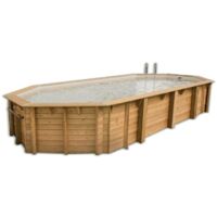 Ubbink – Piscine bois hors sol 3,55 x 4,90 m – H 130 cm – Structure bois traité – Installation hors-sol ou enterrée – 9 dimensions disponibles