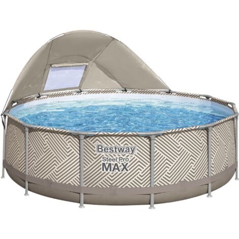Bestway Piscine hors sol tubulaire ronde Bestway Steel Pro Max 396 x 107 cm motif rayé avec auvent (1/5)