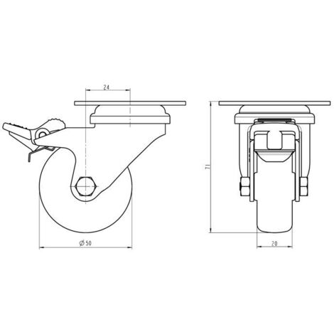 4er-Set Lenkrollen 50mm Mit Plattenbefestigung – TPR-Gummi, 2 Mit Bremse, 2 Ohne, Tragkraft 40 Kg Pro Rolle, Für Werkstatt & Zuhause