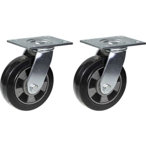 Gummi Rolle Gummi-Rolle Schwarz Festdrehgelenk 152mm - Set von 2