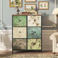 Commode 6 tiroirs en tissu - poignées, pieds réglables, structure en métal - idéale pour les chambres et les salons - L67 x H86 cm - Multicouleur