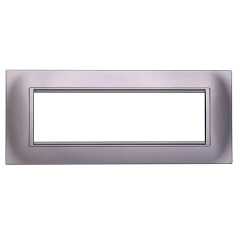 Plaque compatibles Bticino Livinglight 7 modules plastique carré couleur argent (1/2)