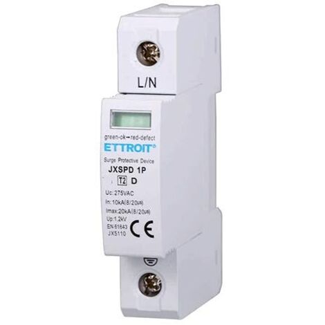 Parafoudre 220V Type T2 1 Pôle 275V 10kA-20kA Occupe 1 Module DIN Ettroit JX5110