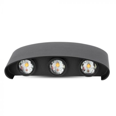 V-TAC VT-846 6W Applique murale LED COB x 6pcs  blanc neutre 4000K corps aluminium sable noir IP54 - SKU 8616