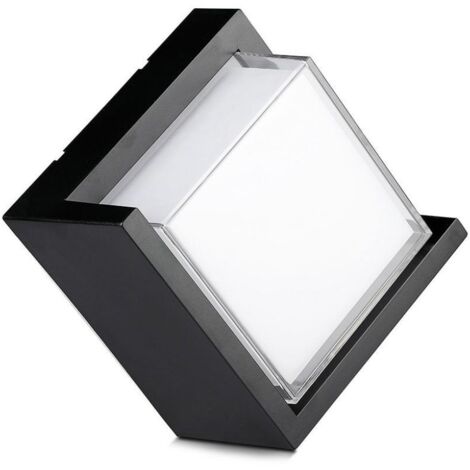 V-TAC VT-827 Applique murale 12W lumière blanc neutre 4000K corps noir carré IP65 - sku 8540