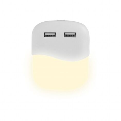 Samsung Chip LED Night Light Square 0.45W Twilight Sensor and USB Couleur Blanc 606054.5 mm 4000K IP20