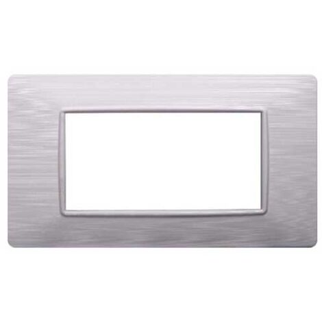 Plaque compatibles Vimar Plana 4 modules plastique couleur blanc satiné Ettroit EV85401