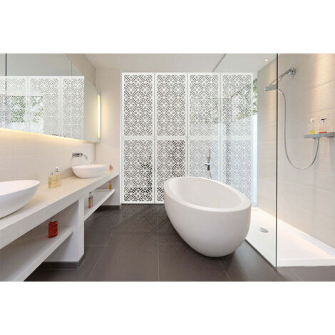 STOCCOLMA - Panneau ajouré en PVC - Brise-soleil - Couleur : blanc - Dimension : 50x150 cm