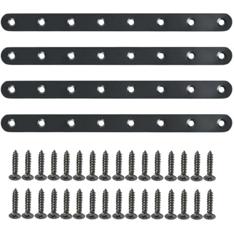 4 Équerres d'Angle Plates et Droites, 24 CM, Supports D'angle Plats Pratique, Équerre Plate avec Vis, Pour Chaise en Bois, Planche, Fenêtre, Meuble (1/5)