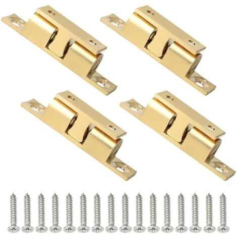 Lot de 4 loquets de porte à double boule en laiton massif réglables pour portes intérieures, armoires, armoires de cuisine, portes de meubles (doré) (1/5)