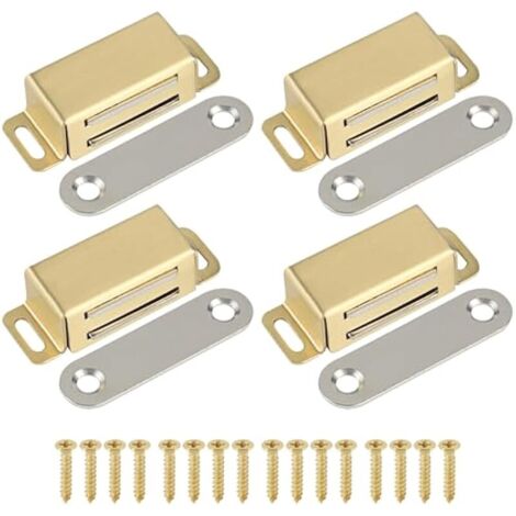 4 Pièces Aimant Porte Placard 4.5 CM pour Porte de Placard de Cuisine, Loquet de Porte Magnétique Aimant Meuble Fermeture pour Tiroir, Armoire, en Acier Inoxydable, Doré (1/5)