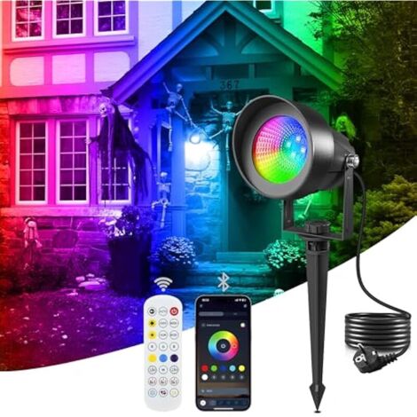 Spot LED Extérieur RGB avec App Bluetooth et Télécommande, Éclairage de Jardin LED RGB avec 1.5M Plug 16M Couleur & 44 Modes Dynamiques Étanche IP65 Lumiere Jardin pour Terrasse Pelouse Chemins (1/5)