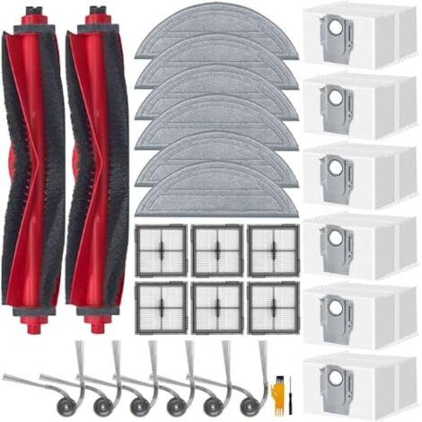 28 pièces d'Accessoires pour Roborock Q10 S5+/ Q10 S5 Robot Aspirateur, 2 Brosses Principales, 6 Filtres Hepa, 6 Lingettes, 6 Sacs de Poussière, 6 Brosses Latérales,2 Outils de Nettoyage (1/5)