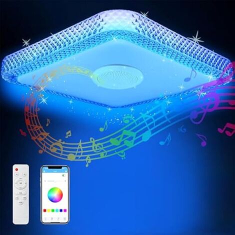 30W Plafonnier LED Dimmable RGB,Luminaire Plafonniers,Haut-parleur Bluetooth,changement de couleur RGB,moderne Led Lampe pour Chambre,Salle de Bain,Salon,D'Enfants (1/5)