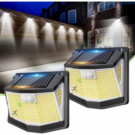 Lampe Solaire Exterieur Détecteur Mouvement 248 LED Solaire Lumiere Exterieur IP65 Etanche éclairage 270° Sécurité sans Fil lampe Mural Applique Exterieur Lot de 2 (1/5)